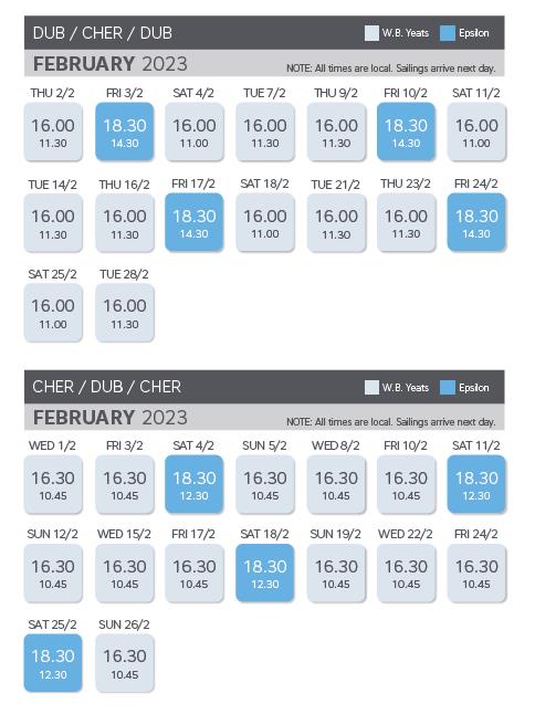 Dub / Cher / Dub timetable Feb 23