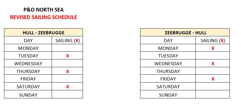 P&O Hull - Zeebrugge Schedule
