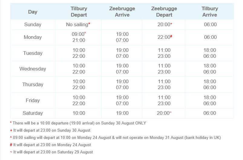 Thames Schedule Aug 20