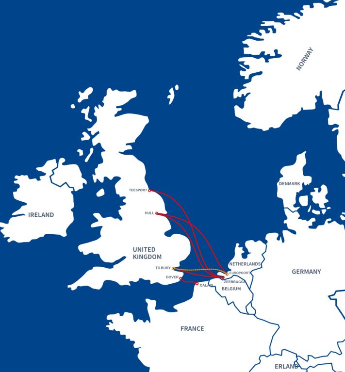 Tilbury - Rotterdam map